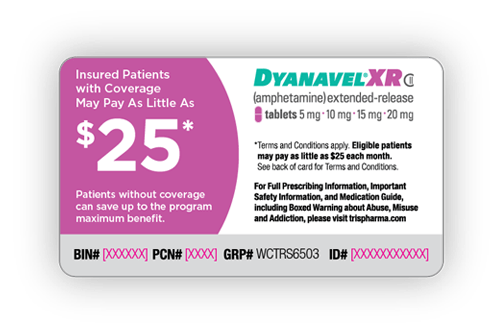 dyanavel-xr adhd savings card glow